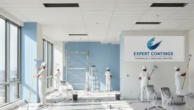 Commercial painting crew working on Long Beach, CA business property exterior with protective coatings