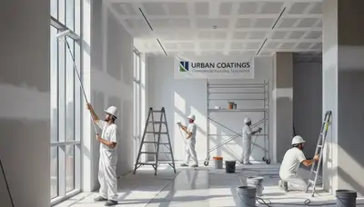Commercial painting crew in Long Beach, CA applying durable coatings to a business exterior