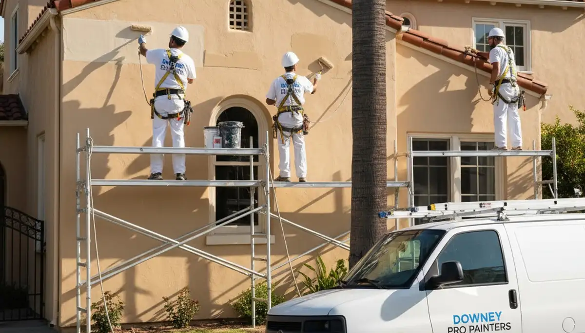 Professional painter working on a home exterior in Long Beach, CA