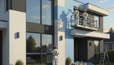 Long Beach, CA house painters applying exterior paint for coastal home protection