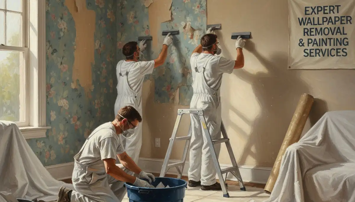 Wallpaper removal service in Long Beach, CA preparing walls for repainting in a coastal home